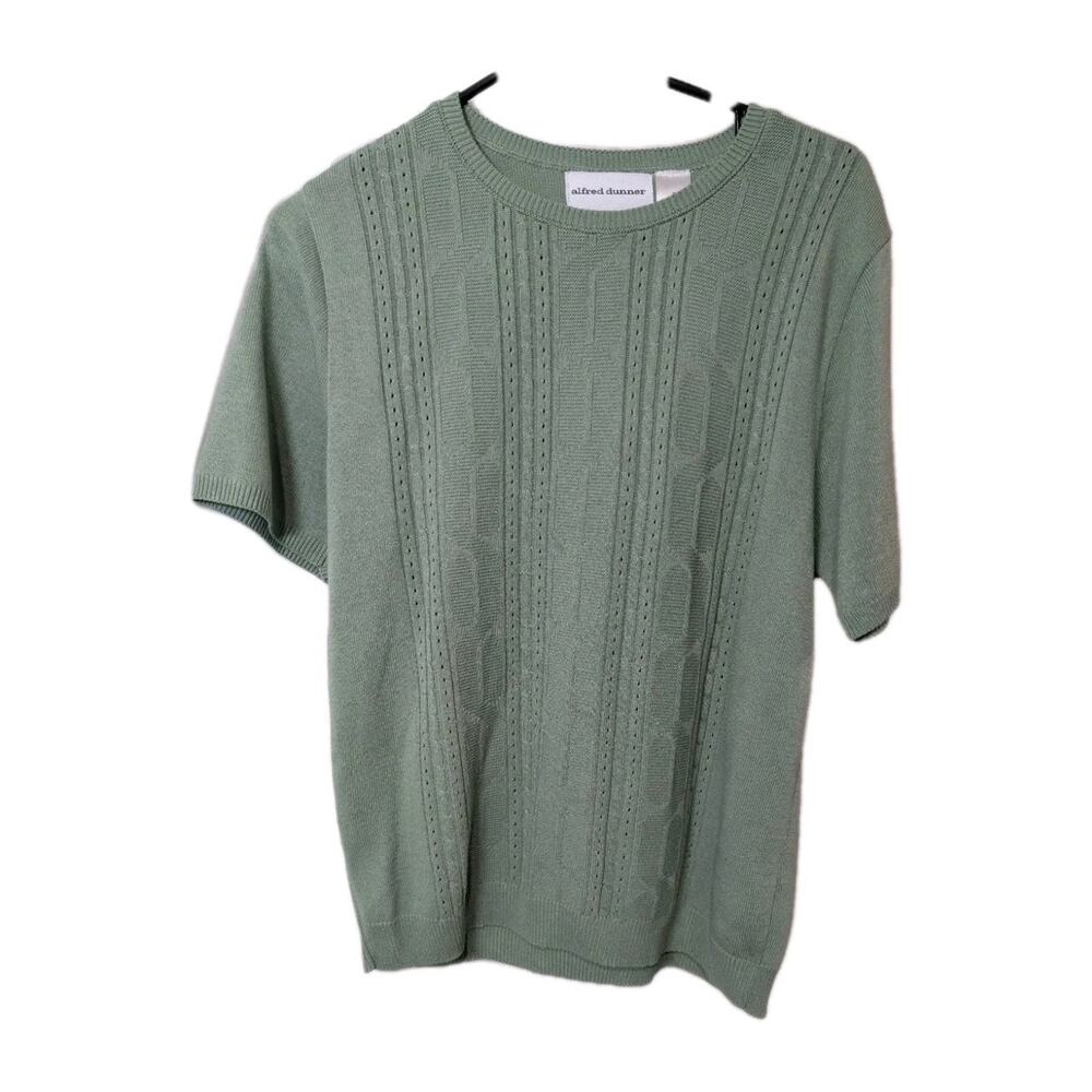 ALFRED DUNNER Women's Shirt Mint Green Sweater SHELL TOP Size Small Classic EUC